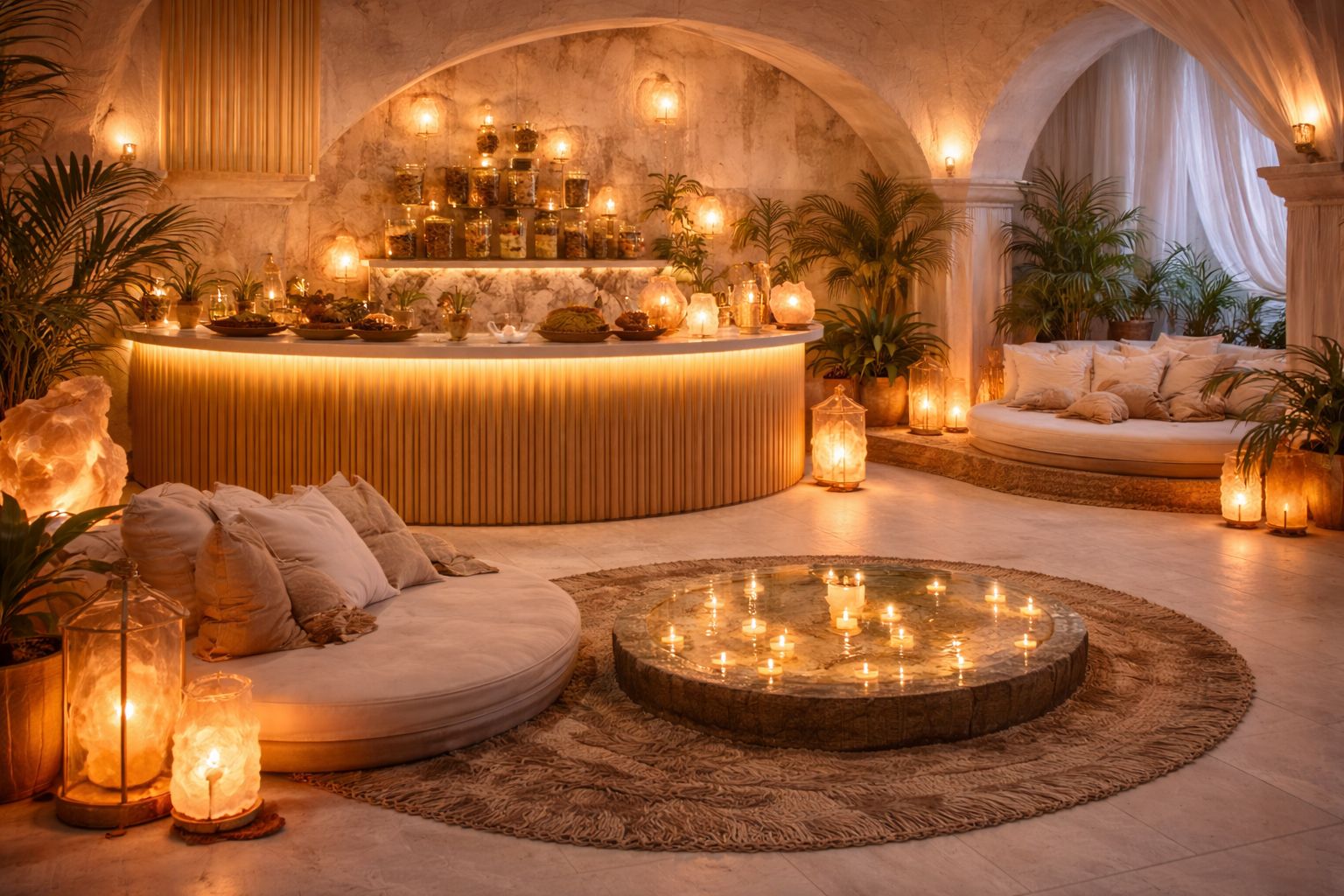 Lounge Holystic Spa-ce con candele, lampade di sale e tisaneria